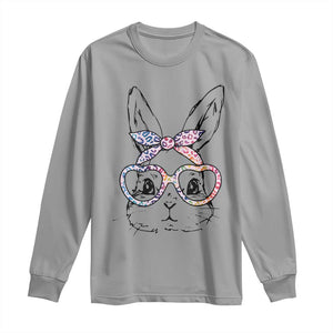 Easter Day Bunny Rabbit Face Tie Dye Glasses Long Sleeve Shirt TS11 Sport Gray Print Your Wear