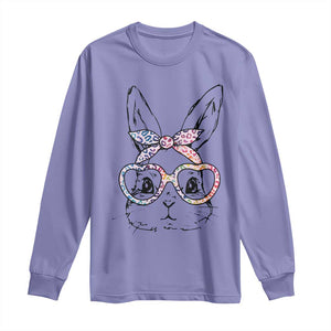Easter Day Bunny Rabbit Face Tie Dye Glasses Long Sleeve Shirt TS11 Violet Print Your Wear