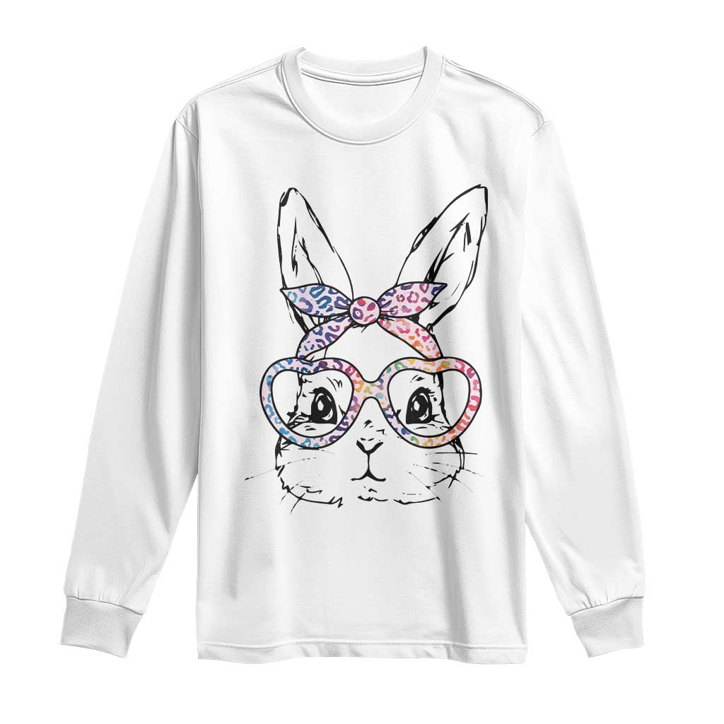 Easter Day Bunny Rabbit Face Tie Dye Glasses Long Sleeve Shirt TS11 White Print Your Wear