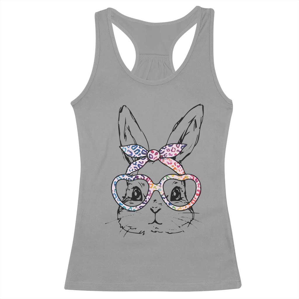 Easter Day Bunny Rabbit Face Tie Dye Glasses Racerback Tank Top TS11 Sport Gray Print Your Wear