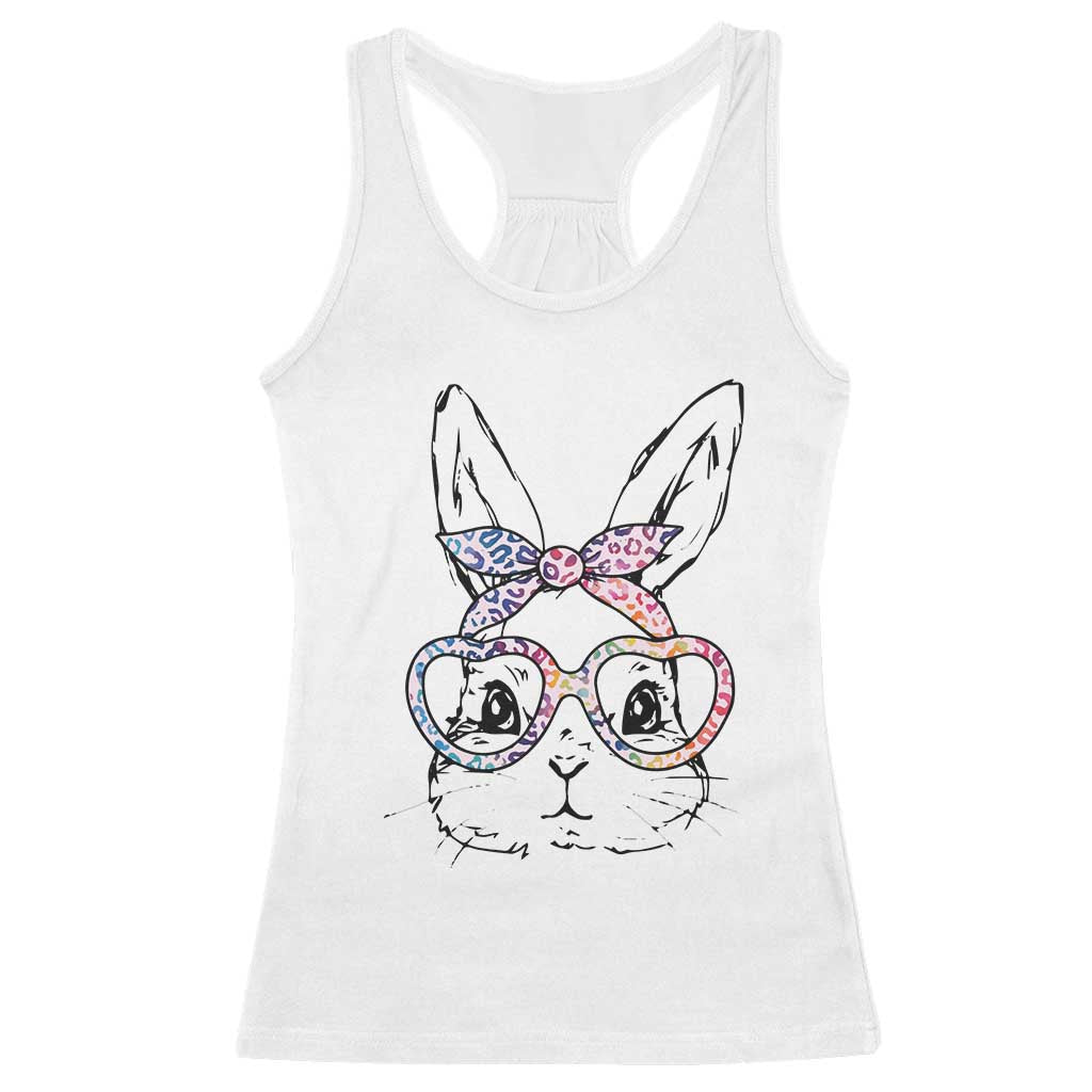 Easter Day Bunny Rabbit Face Tie Dye Glasses Racerback Tank Top TS11 White Print Your Wear