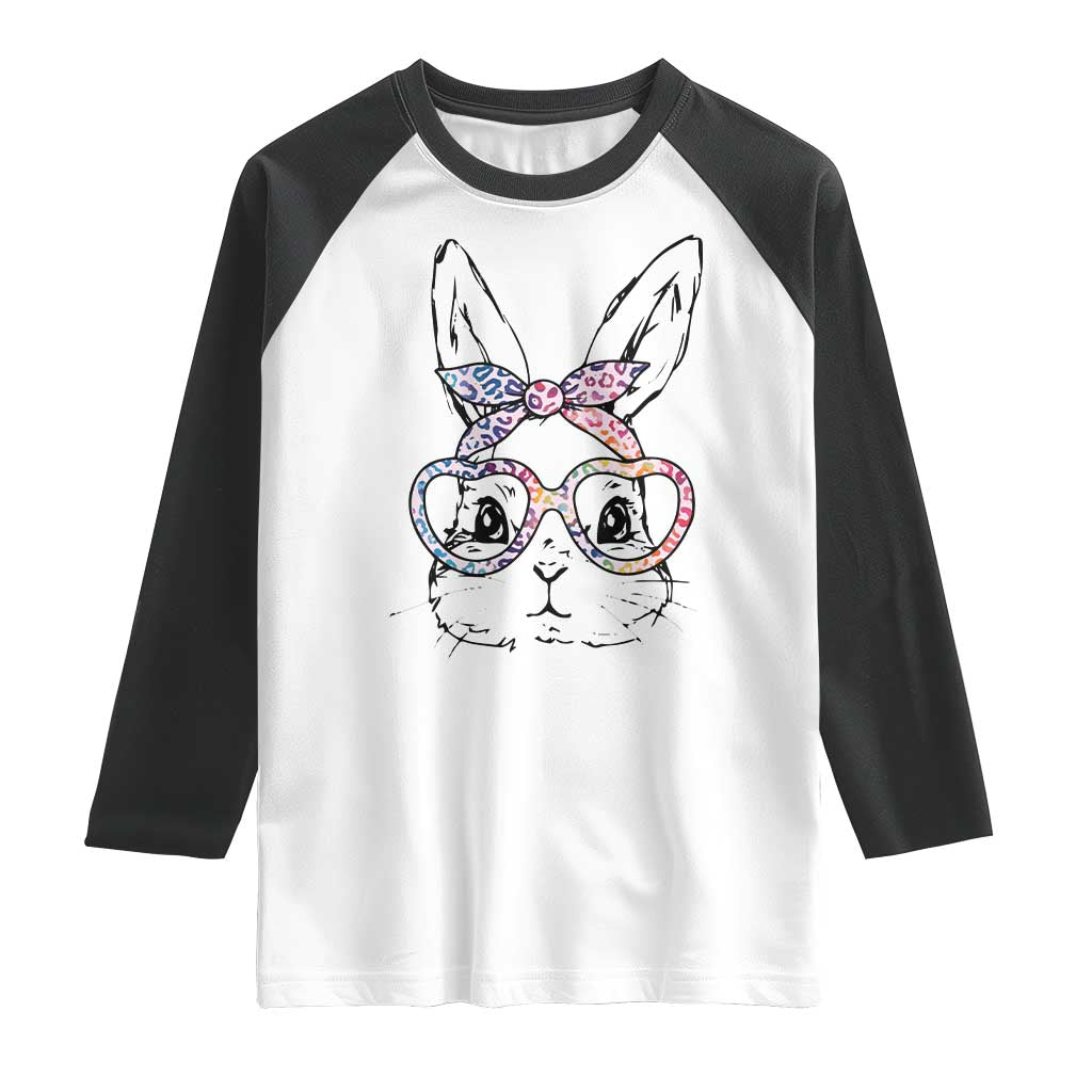Easter Day Bunny Rabbit Face Tie Dye Glasses Raglan Shirt TS11 White Black Print Your Wear