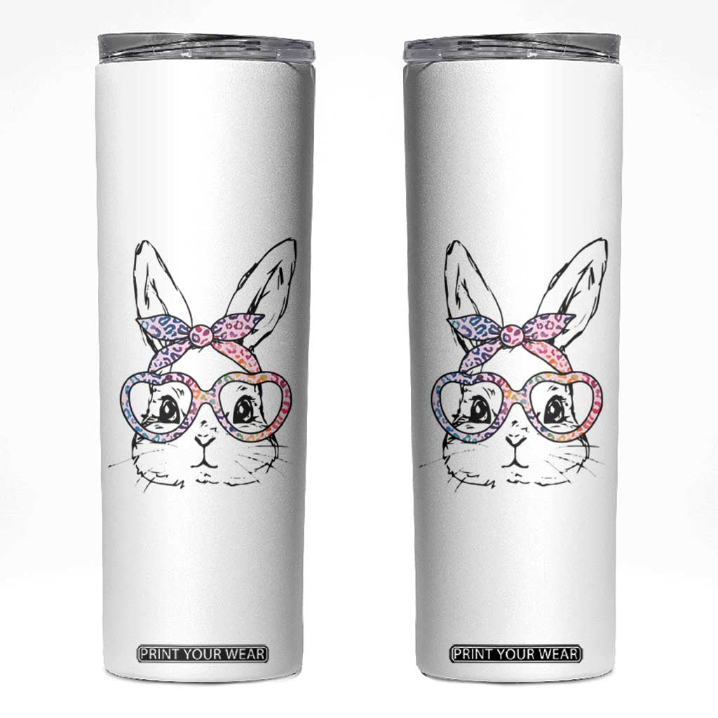 Easter Day Bunny Rabbit Face Tie Dye Glasses Skinny Tumbler TS11 White Print Your Wear