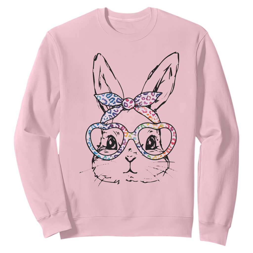 Easter Day Bunny Rabbit Face Tie Dye Glasses Sweatshirt TS11 Light Pink Print Your Wear