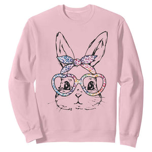 Easter Day Bunny Rabbit Face Tie Dye Glasses Sweatshirt TS11 Light Pink Print Your Wear