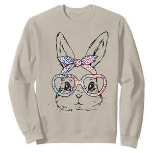 Easter Day Bunny Rabbit Face Tie Dye Glasses Sweatshirt TS11 Sand Print Your Wear