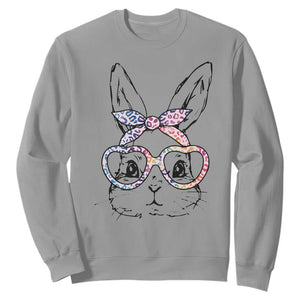 Easter Day Bunny Rabbit Face Tie Dye Glasses Sweatshirt TS11 Sport Gray Print Your Wear