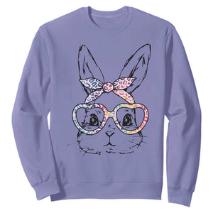 Easter Day Bunny Rabbit Face Tie Dye Glasses Sweatshirt TS11 Violet Print Your Wear