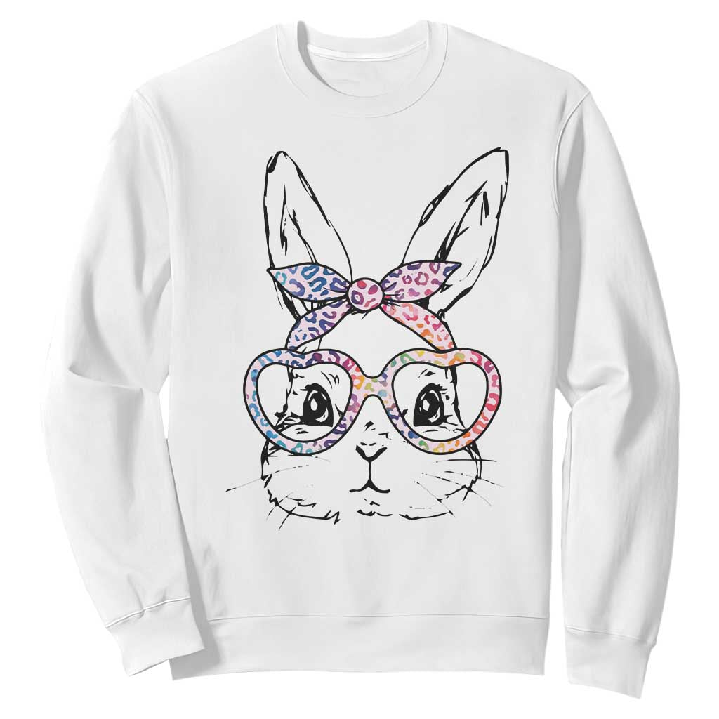 Easter Day Bunny Rabbit Face Tie Dye Glasses Sweatshirt TS11 White Print Your Wear