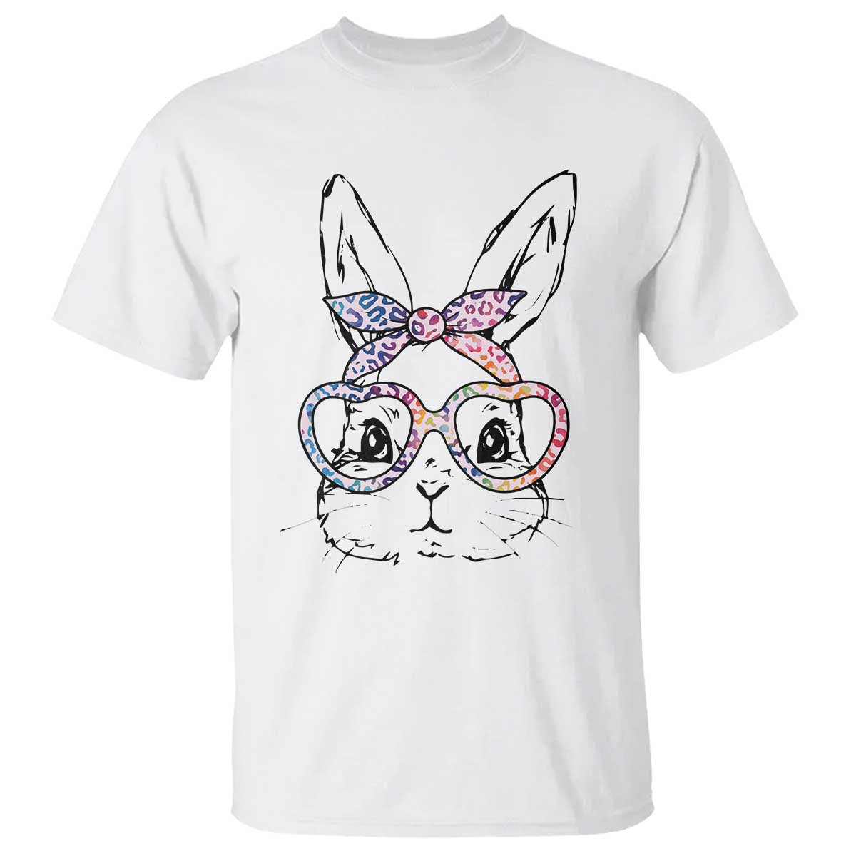 Easter Day Bunny Rabbit Face Tie Dye Glasses T Shirt TS11 White Print Your Wear