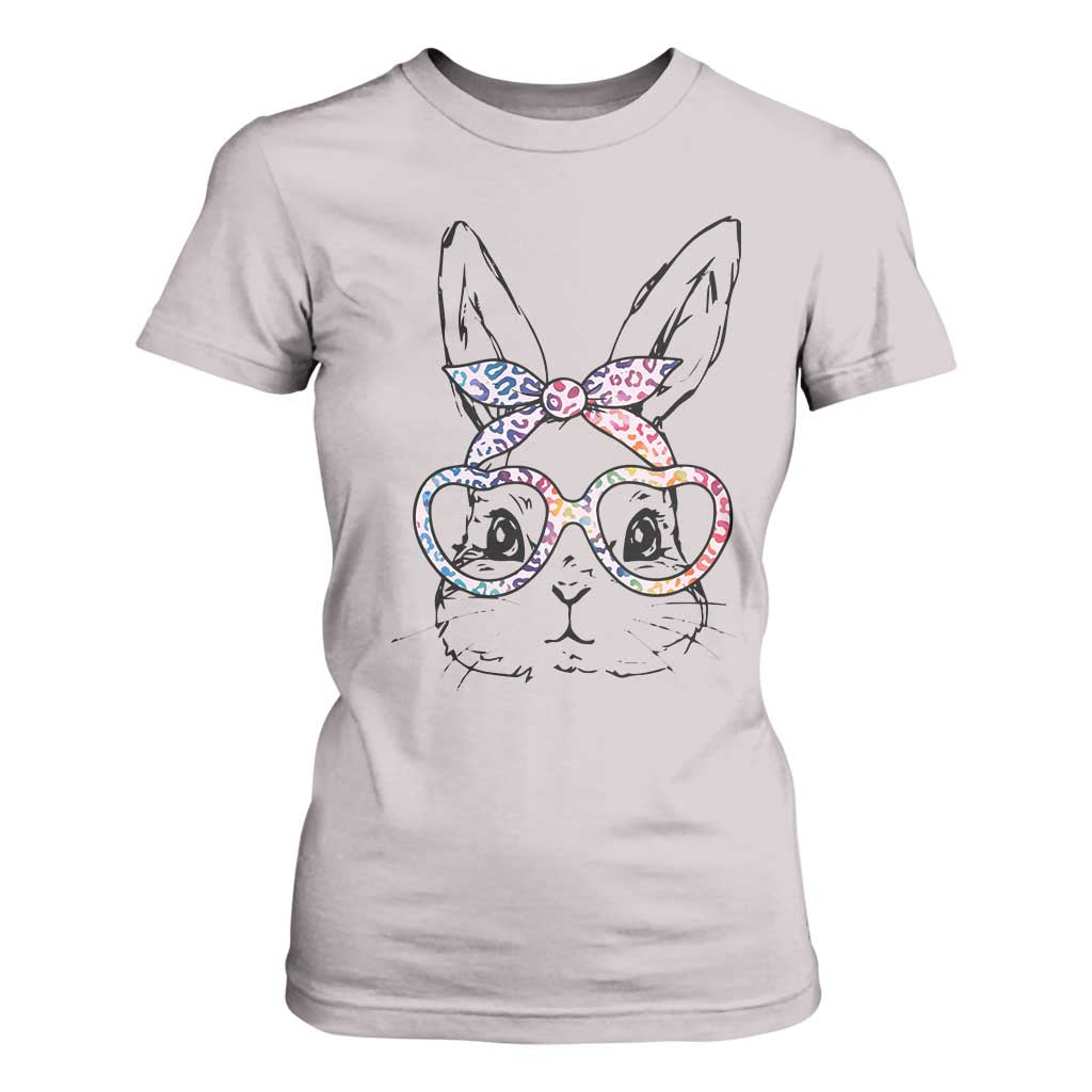 Easter Day Bunny Rabbit Face Tie Dye Glasses T Shirt For Women TS11 Ice Gray Print Your Wear
