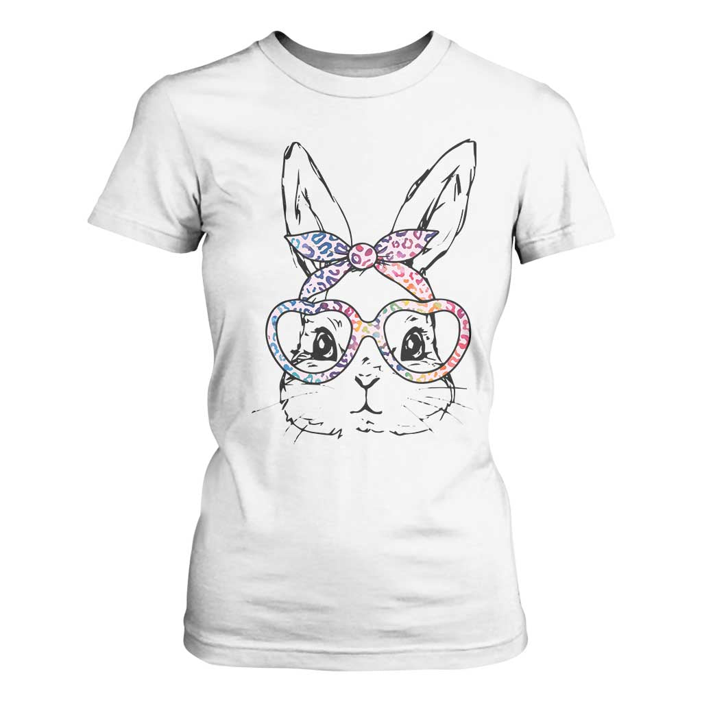 Easter Day Bunny Rabbit Face Tie Dye Glasses T Shirt For Women TS11 White Print Your Wear