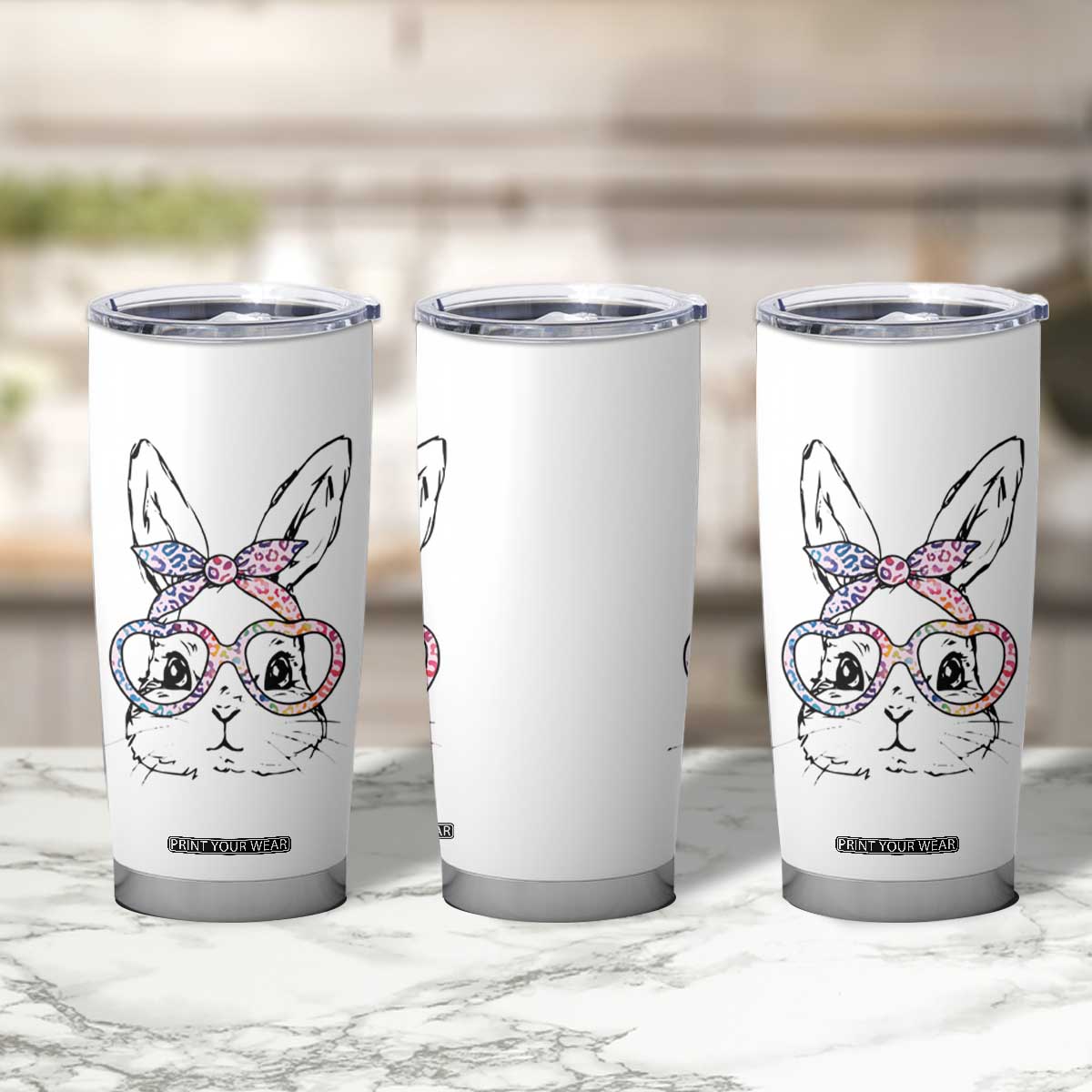 Easter Day Bunny Rabbit Face Tie Dye Glasses Tumbler Cup TS11 Print Your Wear