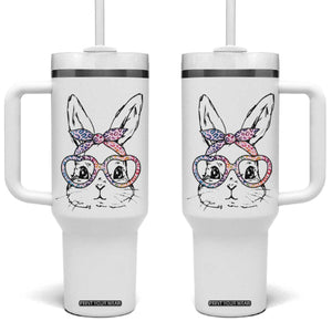 Easter Day Bunny Rabbit Face Tie Dye Glasses Tumbler With Handle TS11 One Size: 40 oz White Print Your Wear