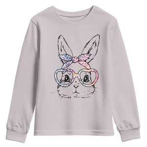 Easter Day Bunny Rabbit Face Tie Dye Glasses Youth Sweatshirt TS11 Ice Gray Print Your Wear