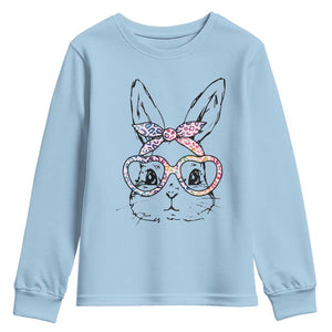 Easter Day Bunny Rabbit Face Tie Dye Glasses Youth Sweatshirt TS11 Light Blue Print Your Wear