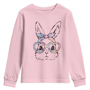 Easter Day Bunny Rabbit Face Tie Dye Glasses Youth Sweatshirt TS11 Light Pink Print Your Wear
