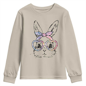 Easter Day Bunny Rabbit Face Tie Dye Glasses Youth Sweatshirt TS11 Sand Print Your Wear