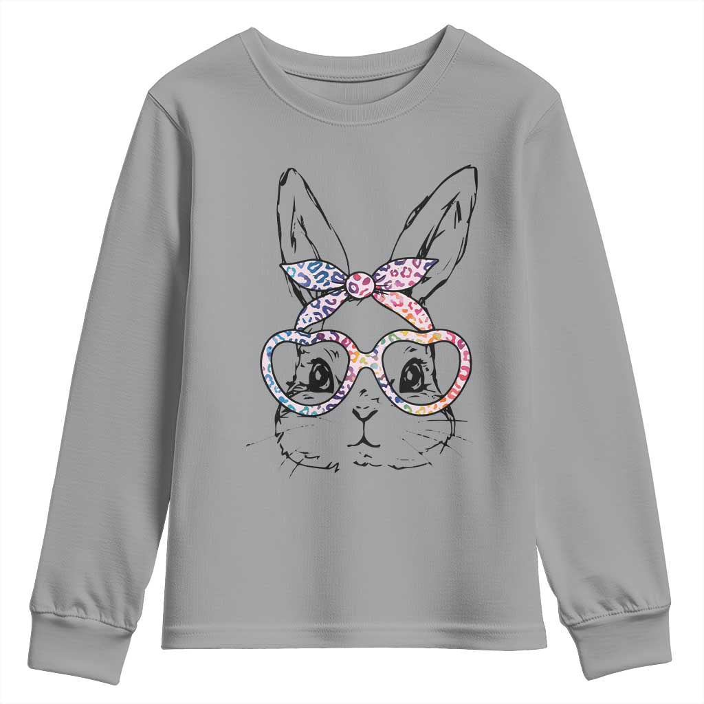 Easter Day Bunny Rabbit Face Tie Dye Glasses Youth Sweatshirt TS11 Sport Gray Print Your Wear