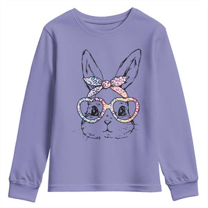 Easter Day Bunny Rabbit Face Tie Dye Glasses Youth Sweatshirt TS11 Violet Print Your Wear