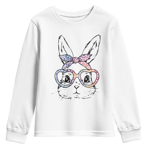 Easter Day Bunny Rabbit Face Tie Dye Glasses Youth Sweatshirt TS11 White Print Your Wear