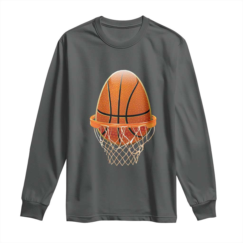 Funny Easter Egg Basketball Sport Lover Long Sleeve Shirt TS11 Dark Heather Print Your Wear