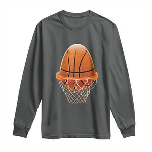 Funny Easter Egg Basketball Sport Lover Long Sleeve Shirt TS11 Dark Heather Print Your Wear