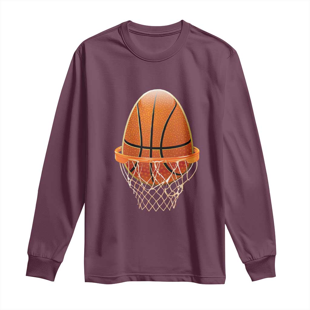 Funny Easter Egg Basketball Sport Lover Long Sleeve Shirt TS11 Maroon Print Your Wear