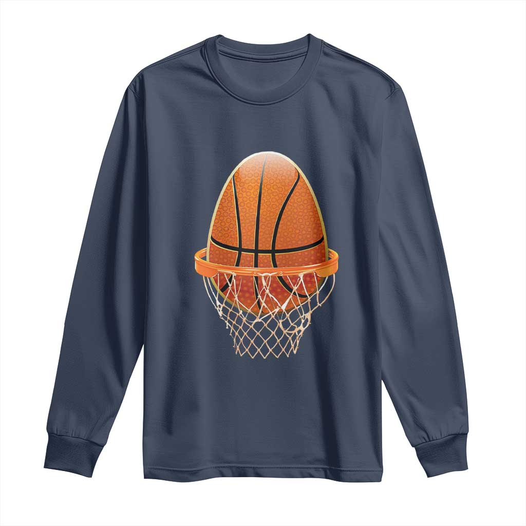 Funny Easter Egg Basketball Sport Lover Long Sleeve Shirt TS11 Navy Print Your Wear