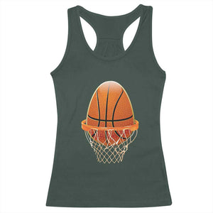 Funny Easter Egg Basketball Sport Lover Racerback Tank Top TS11 Dark Forest Green Print Your Wear