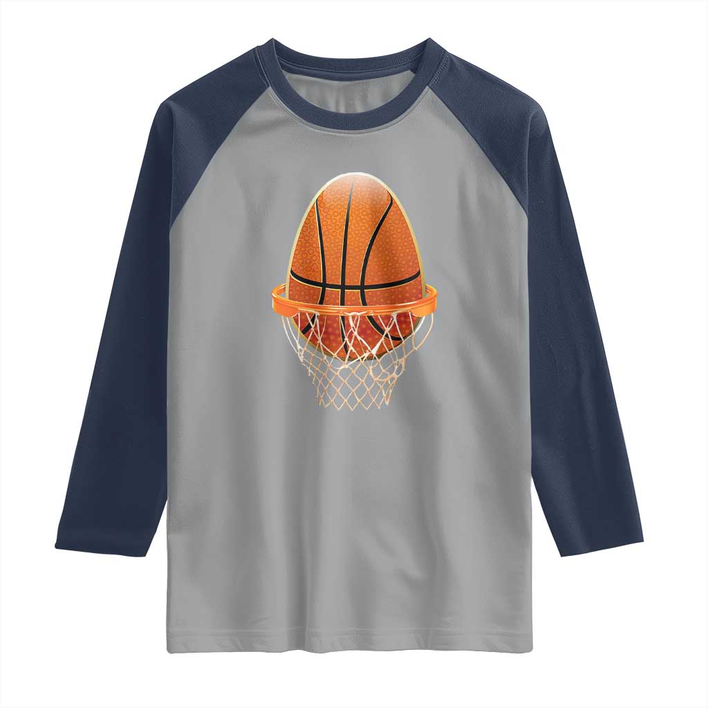 Funny Easter Egg Basketball Sport Lover Raglan Shirt TS11 Sport Gray Navy Print Your Wear