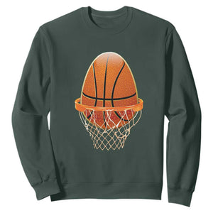 Funny Easter Egg Basketball Sport Lover Sweatshirt TS11 Dark Forest Green Print Your Wear
