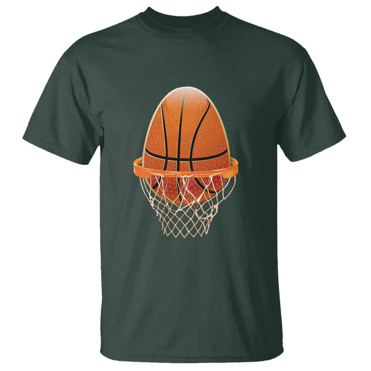 Funny Easter Egg Basketball Sport Lover T Shirt TS11 Dark Forest Green Print Your Wear