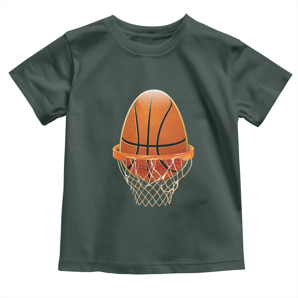 Funny Easter Egg Basketball Sport Lover Toddler T Shirt TS11 Dark Forest Green Print Your Wear