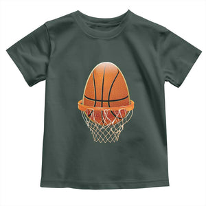Funny Easter Egg Basketball Sport Lover Toddler T Shirt TS11 Dark Forest Green Print Your Wear