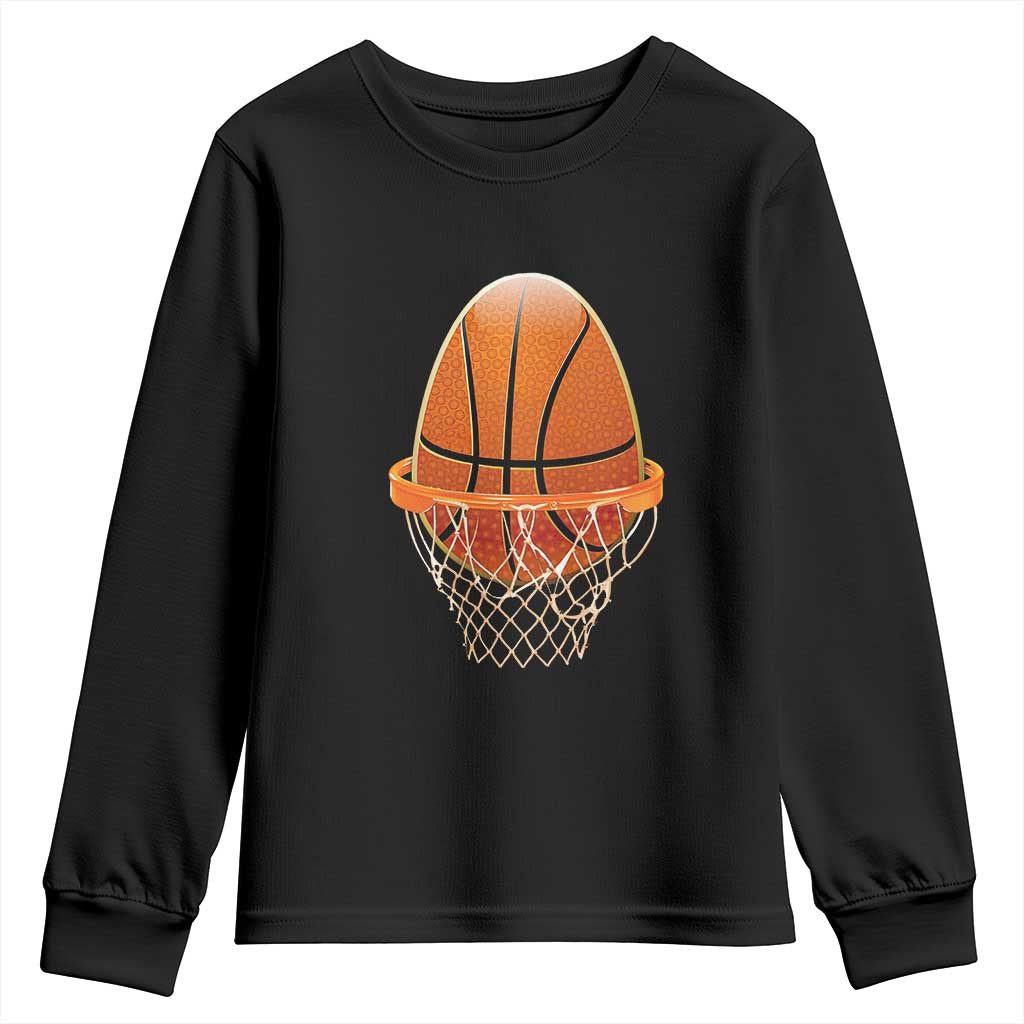 Funny Easter Egg Basketball Sport Lover Youth Sweatshirt TS11 Black Print Your Wear