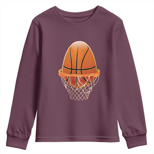 Funny Easter Egg Basketball Sport Lover Youth Sweatshirt TS11 Maroon Print Your Wear