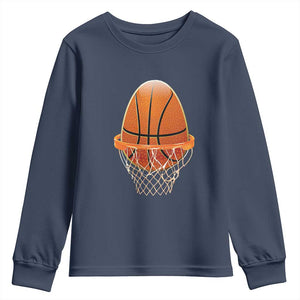 Funny Easter Egg Basketball Sport Lover Youth Sweatshirt TS11 Navy Print Your Wear