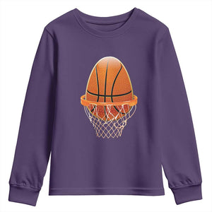 Funny Easter Egg Basketball Sport Lover Youth Sweatshirt TS11 Purple Print Your Wear