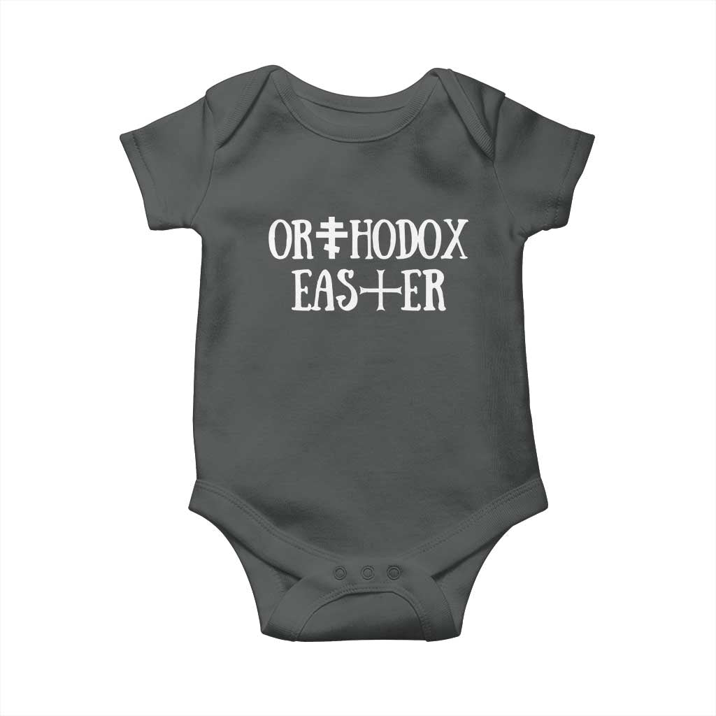 Orthodox Easter Orthodox Christian Faith Jesus Cross Baby Onesie TS11 Dark Heather Print Your Wear
