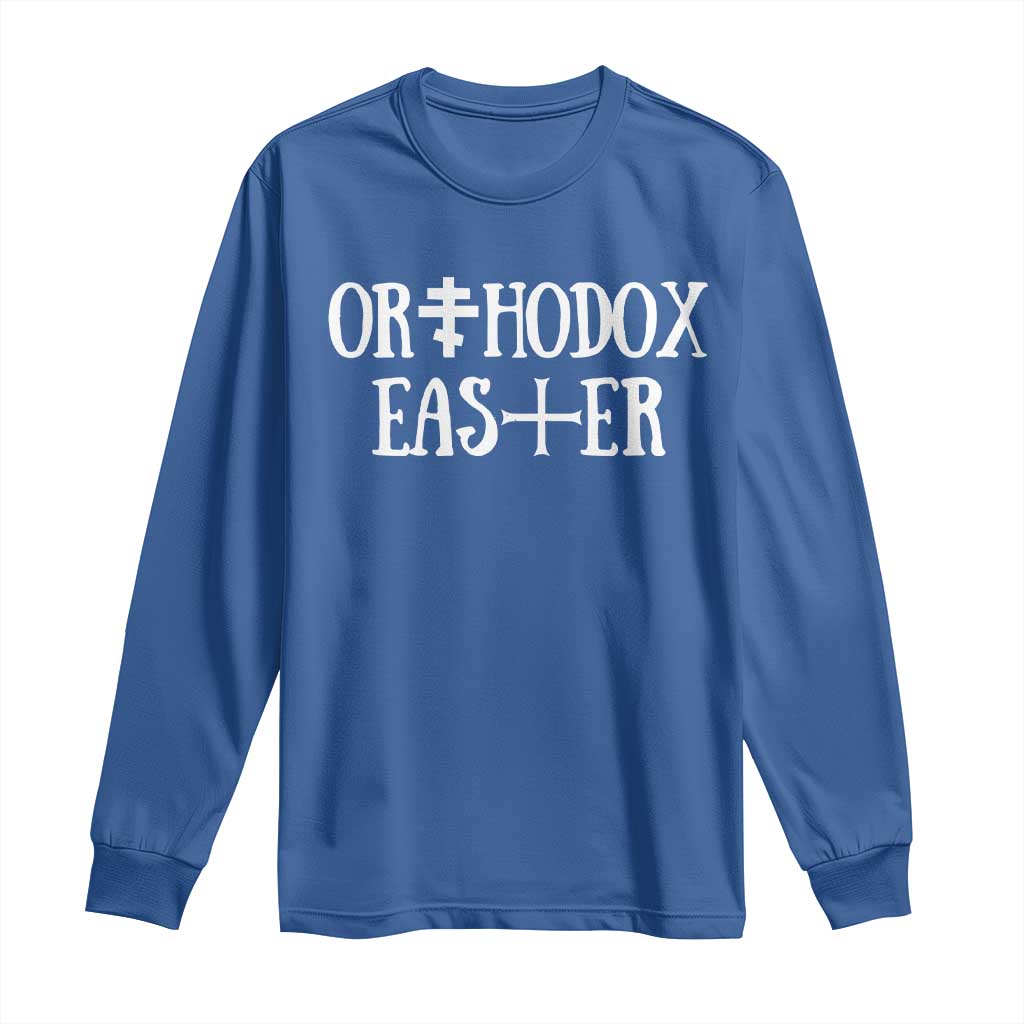 Orthodox Easter Orthodox Christian Faith Jesus Cross Long Sleeve Shirt TS11 Royal Blue Print Your Wear