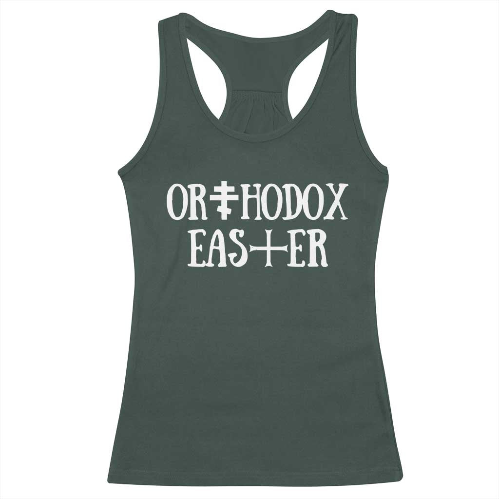 Orthodox Easter Orthodox Christian Faith Jesus Cross Racerback Tank Top TS11 Dark Forest Green Print Your Wear