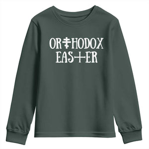 Orthodox Easter Orthodox Christian Faith Jesus Cross Youth Sweatshirt TS11 Dark Forest Green Print Your Wear