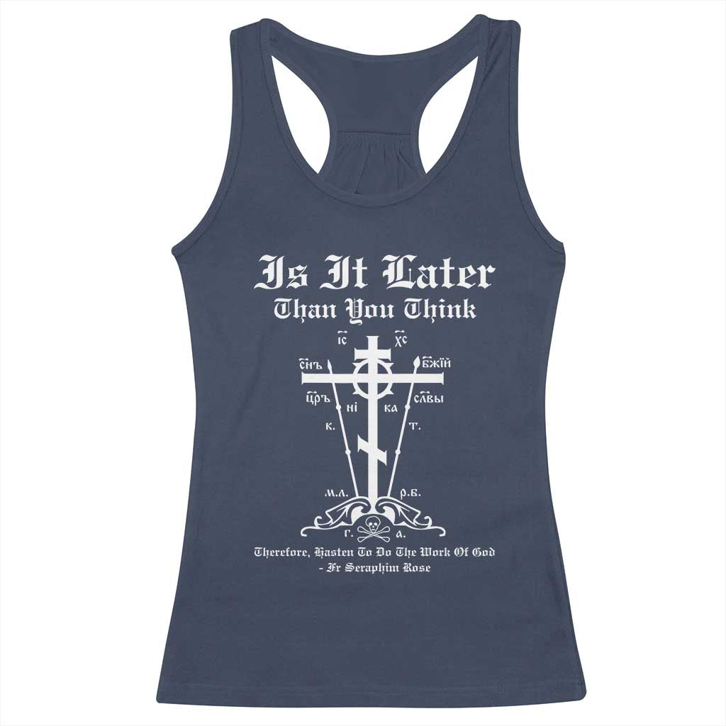 Eastern Orthodox Christian Seraphim Rose Racerback Tank Top Is It Rather Than You Think Russian Cavalry Cross TS11 Navy Print Your Wear