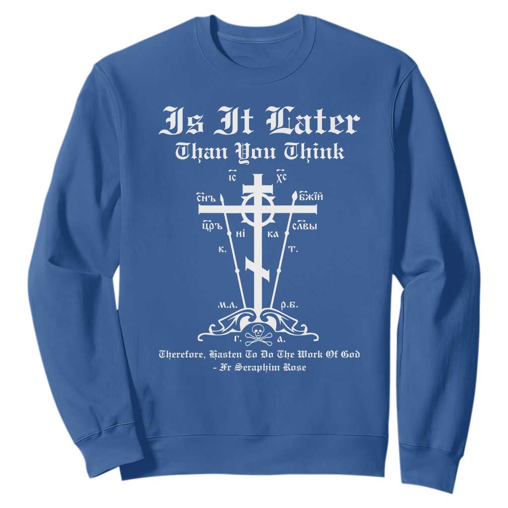 Eastern Orthodox Christian Seraphim Rose Sweatshirt Is It Rather Than You Think Russian Cavalry Cross TS11 Royal Blue Print Your Wear