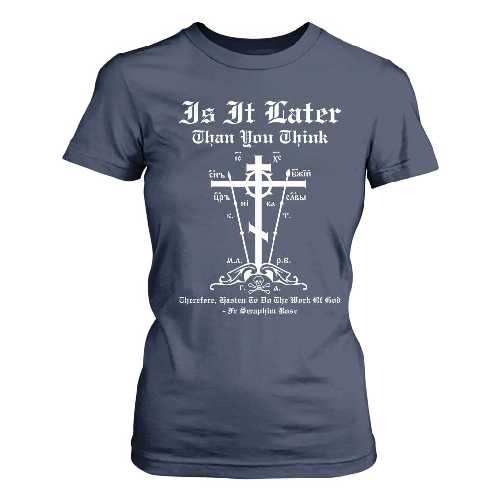 Eastern Orthodox Christian Seraphim Rose T Shirt For Women Is It Rather Than You Think Russian Cavalry Cross TS11 Navy Print Your Wear