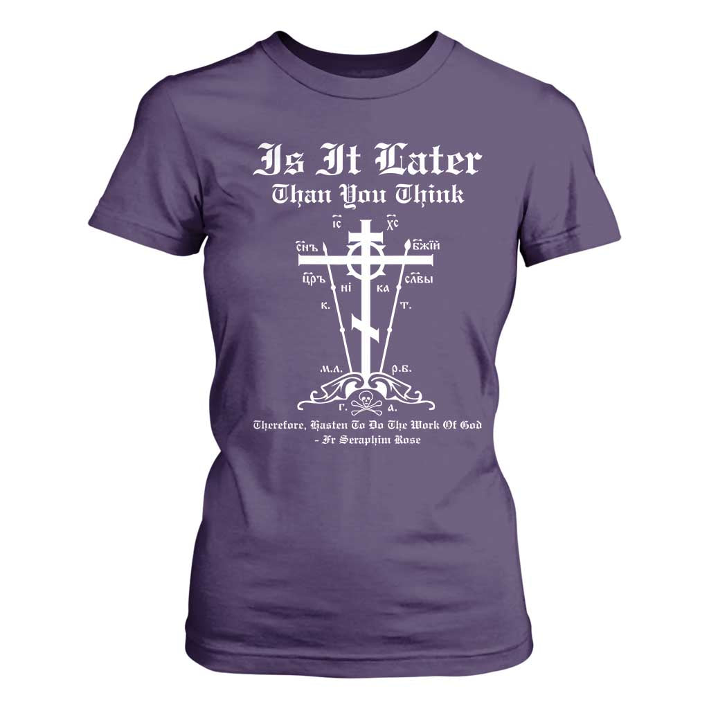 Eastern Orthodox Christian Seraphim Rose T Shirt For Women Is It Rather Than You Think Russian Cavalry Cross TS11 Purple Print Your Wear