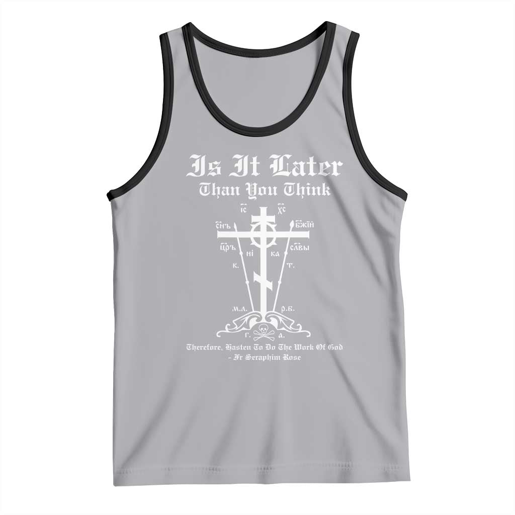 Eastern Orthodox Christian Seraphim Rose Tank Top Is It Rather Than You Think Russian Cavalry Cross TS11 Athletic Heather Black Print Your Wear
