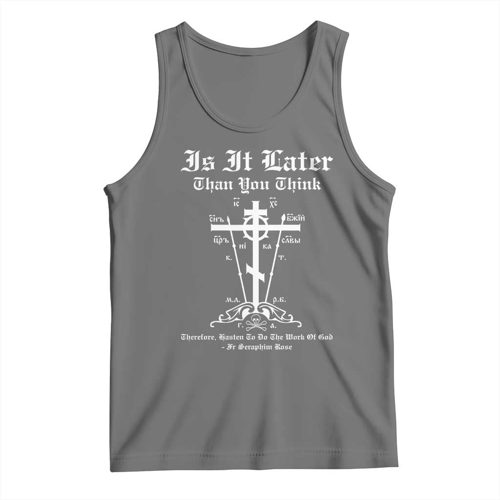 Eastern Orthodox Christian Seraphim Rose Tank Top Is It Rather Than You Think Russian Cavalry Cross TS11 Black Heather Print Your Wear