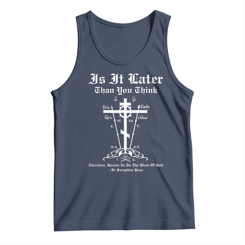 Eastern Orthodox Christian Seraphim Rose Tank Top Is It Rather Than You Think Russian Cavalry Cross TS11 Navy Print Your Wear